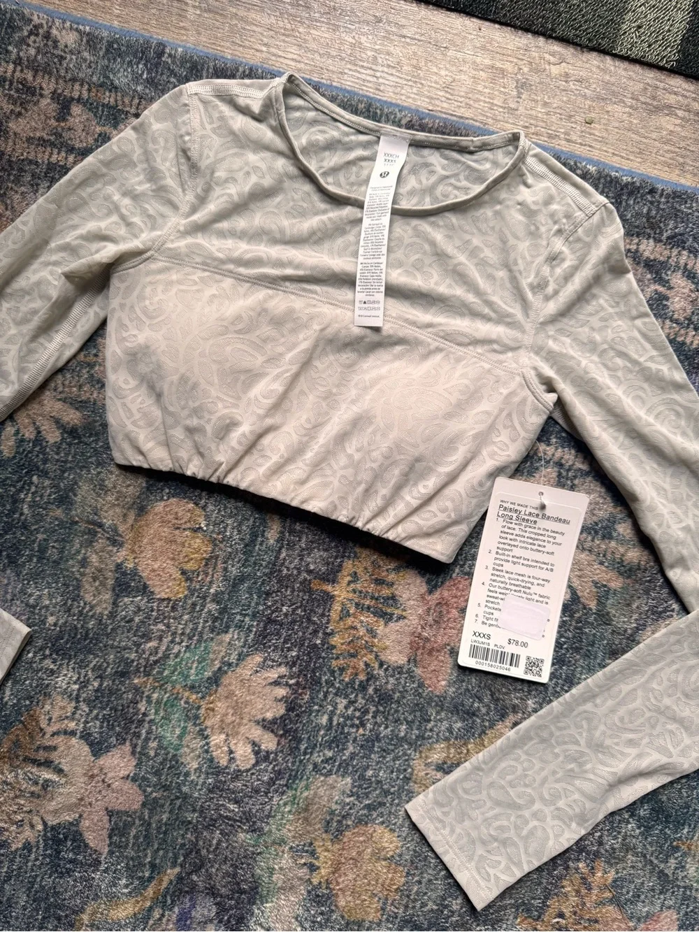 lululemon athletica Paisley Lace Bandeau Long-Sleeve Cropped Top